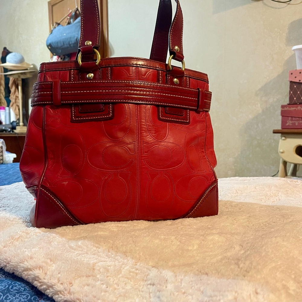 Coach Hampton Tote Bag in Deep Red - Picture 3 of 15